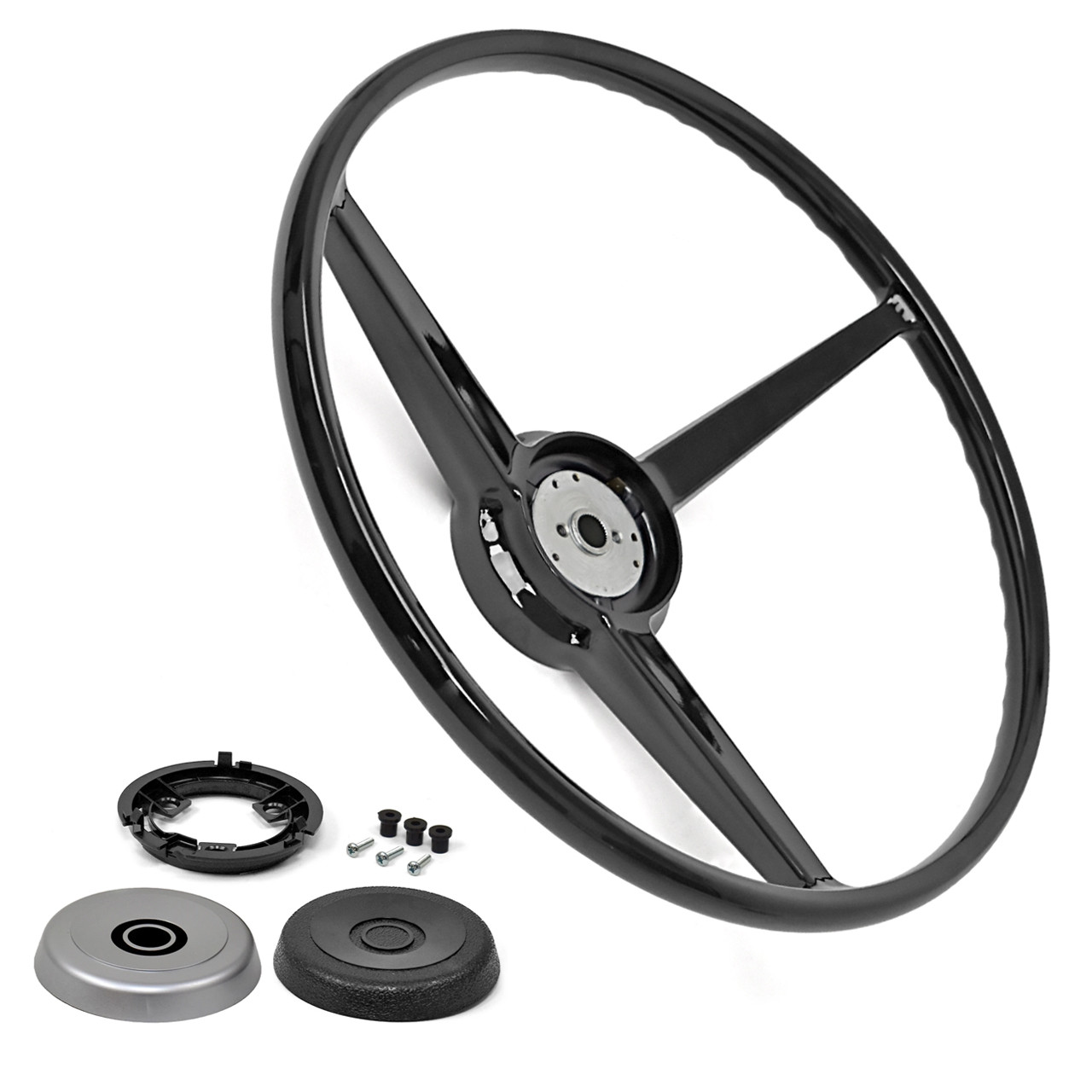 eClassics 1969-1971 International Harvester 1500D Truck Steering Wheel 3-Spoke Black With Horn Kit