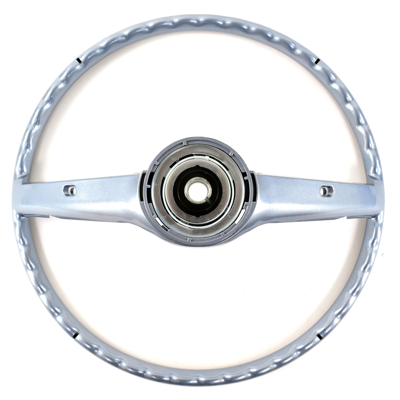 ACP FM-ES008FB 1968 Ford Mustang Steering Wheel 2-Spoke Deluxe Woodgrain Blue