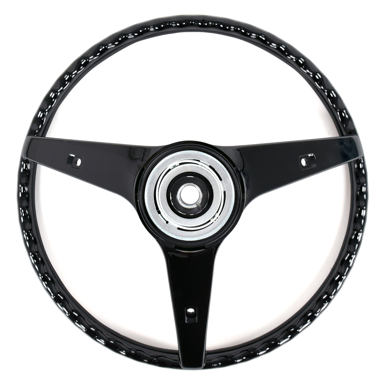 ACP FM-ES008M 1969 Ford Ranch Wagon Steering Wheel Rim Blow 3-Spoke Deluxe Woodgrain Without Horn Switch