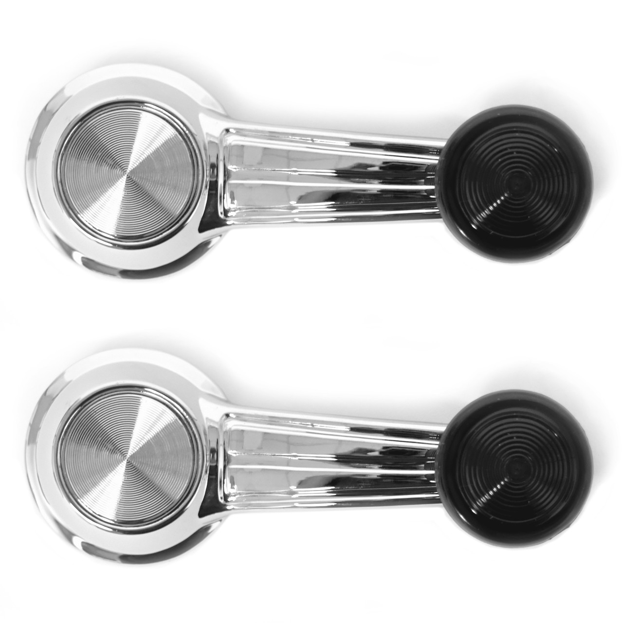 eClassics 1968 Chevrolet Chevy II Window Handle Black Knob Pair