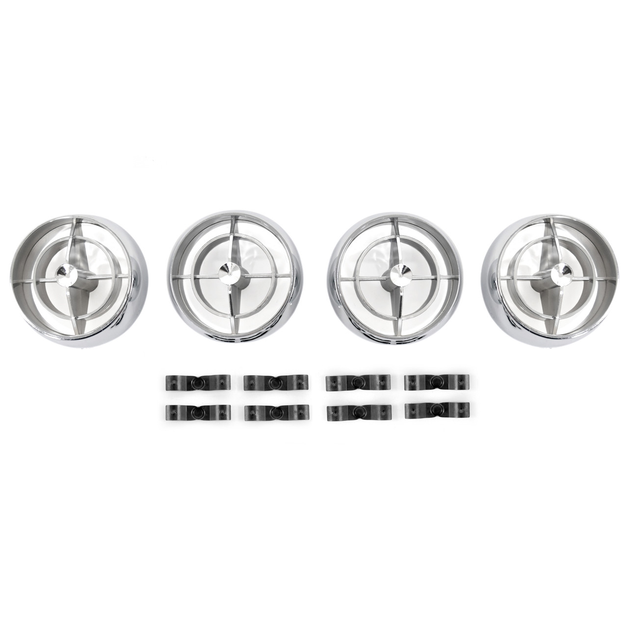 ACP FM-ACB01A 1963 Mercury Comet Air Conditioner Fan Register 4 Piece Set With 8 Clips For Underdash Hang-On Unit
