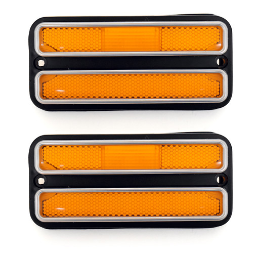 eClassics 1968-1972 GMC C35/C3500 Pickup Truck Side Marker Lens With Trim Amber PAIR