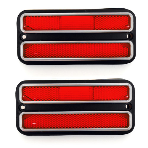 eClassics 1968-1972 GMC K35/K3500 Pickup Truck Side Marker Lens With Trim Red PAIR