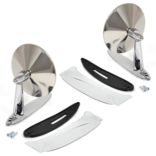 eClassics 1955-1957 Chevrolet Bel Air Outside Mirror Chrome Pair - Flat Driver and Convex Passenger Side