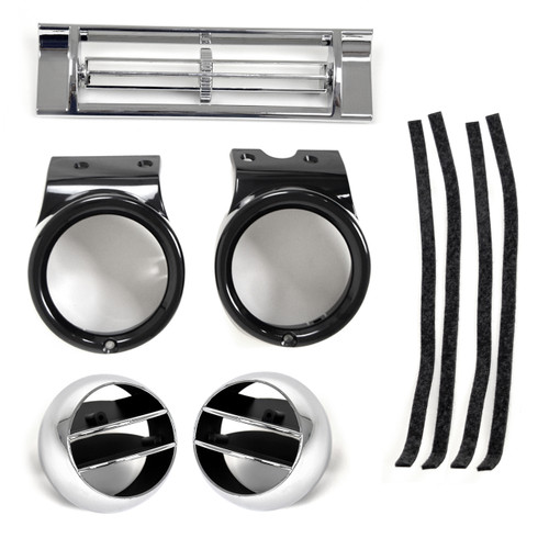 eClassics 1967-1972 Chevrolet K10 Pickup Truck A/C Air Dash Set Black - Bezels, Center Vent, Deflector Balls