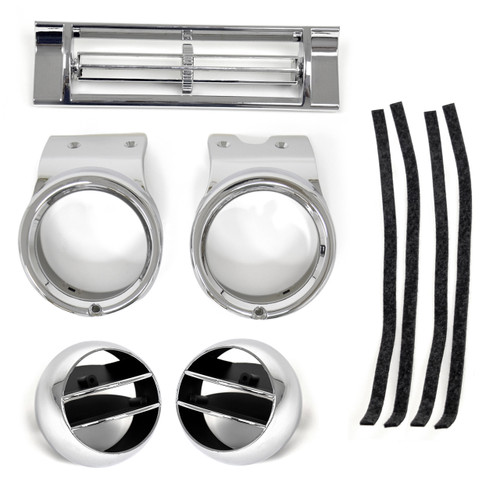 eClassics 1967-1972 GMC C15/C1500 Suburban A/C Air Dash Set Chrome - Bezels, Center Vent, Deflector Balls