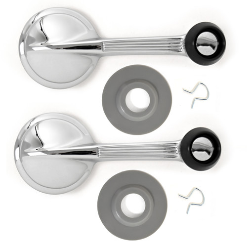 eClassics 1959-1960 Chevrolet Kingswood Wagon Window Handle Chrome Black Knob PAIR