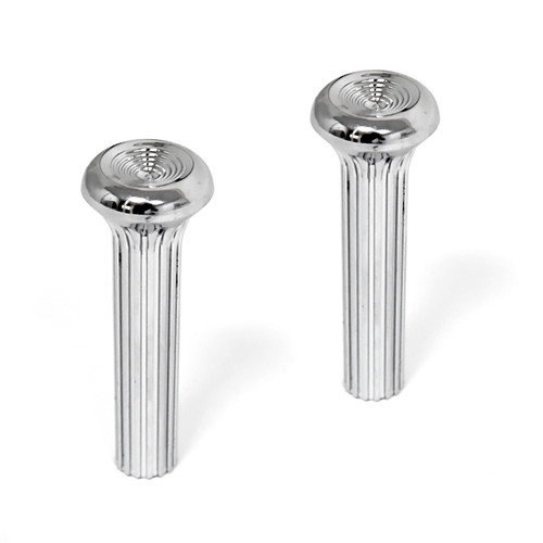 eClassics 1969-1970 Chevrolet Kingswood Wagon Door Lock Knob Ribbed Chrome Pair