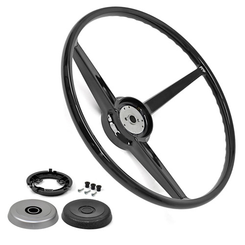 eClassics 1971-1973 International Harvester 1210 Truck Steering Wheel 3-Spoke Black With Horn Kit
