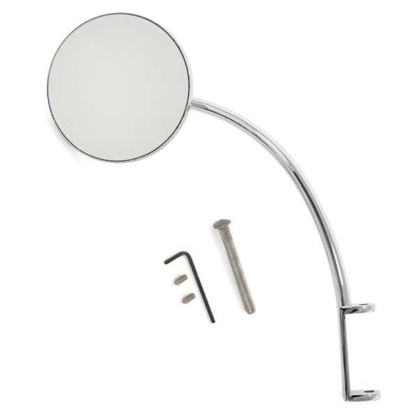 eClassics 1936 Ford Model 68 Hinge Pin Mirror 4 Inch Round With Curved Arm For Driver Side Or Passenger Side With 2-1/4" Hinge