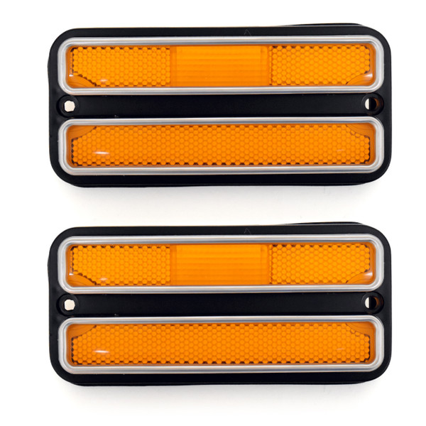 eClassics 1968-1972 Chevrolet K10 Pickup Truck Side Marker Lens With Trim Amber PAIR