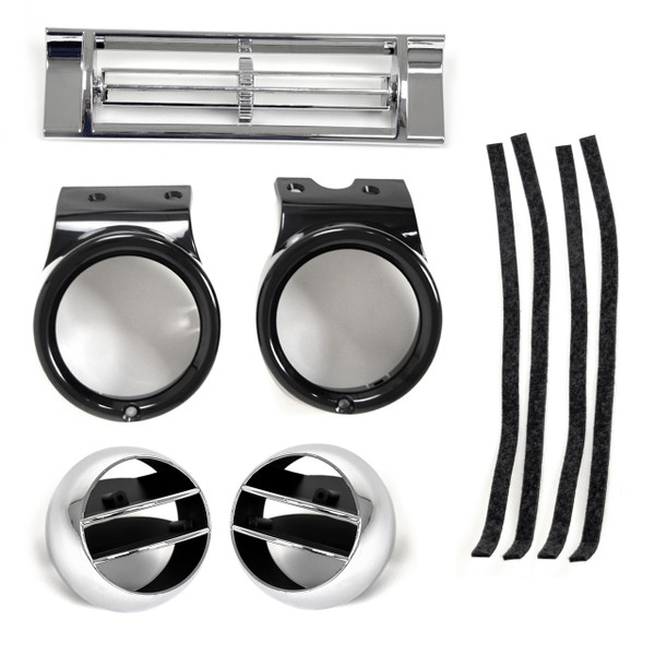 eClassics 1967-1972 GMC K25/K2500 Pickup Truck A/C Air Dash Set Black - Bezels, Center Vent, Deflector Balls