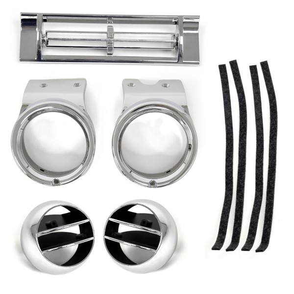eClassics 1967-1972 Chevrolet K10 Suburban A/C Air Dash Set Chrome - Bezels, Center Vent, Deflector Balls