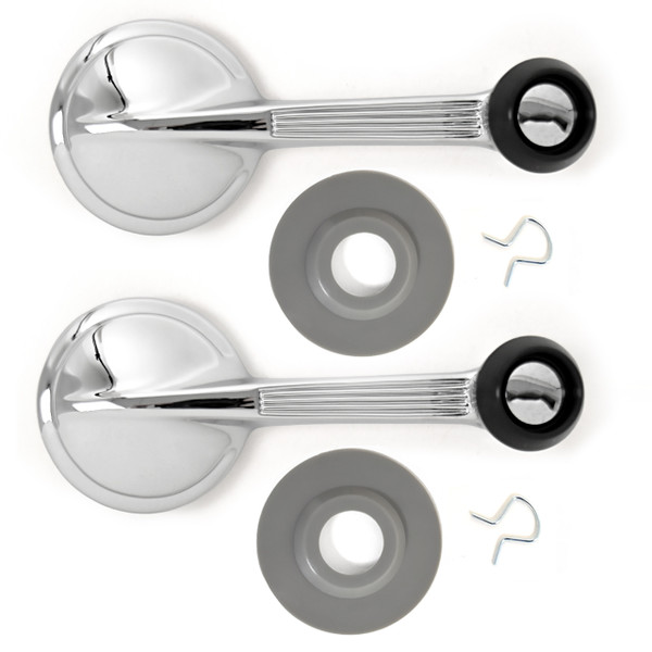 eClassics 1959-1960 Chevrolet El Camino Window Handle Chrome Black Knob PAIR