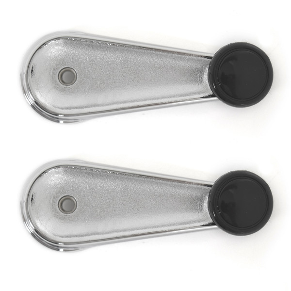 eClassics 1971-1980 International Harvester Scout II Door Window Handle Chrome With Black Knob Pair