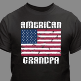 Black t-shirt with American flag for any patriot grandpa to proudly wear.