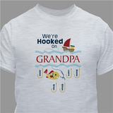 Personalized "Hooked On Grandpa" T-Shirt - Ash Gray.