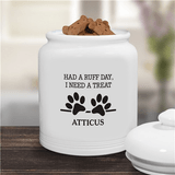 Personalized "Had a Ruff Day" treat jar for the pet lover on your list.