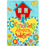 Garden flag proclaims Grandkids Always Welcome!