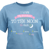 Personalized T-shirt, I Love My Grandkids/Kids to the Moon and Back - River Blue