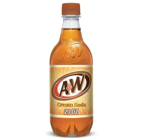 A & W Root Beer Cream Soda 20 oz Bottle
