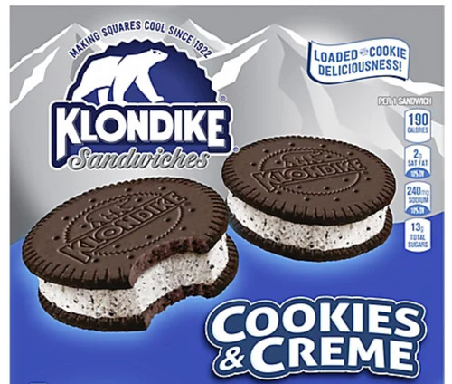 Klondike  Cookies & Creme Sandwiches 5.5 oz Bar