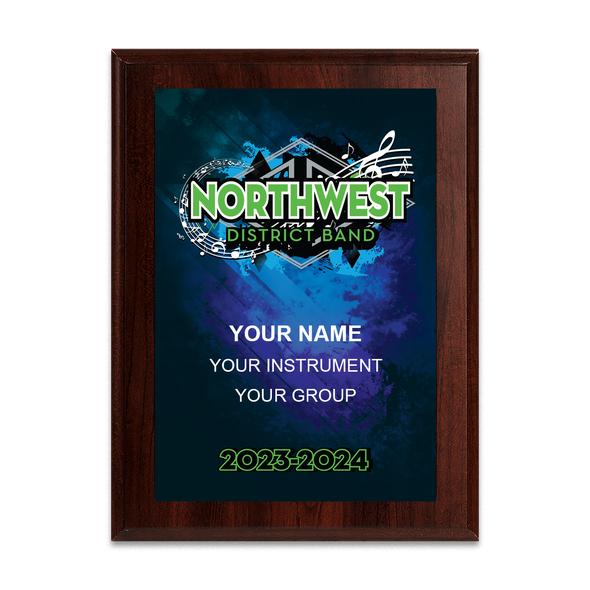 2023-2024 Northwest All-District Band 6x8 Plaque