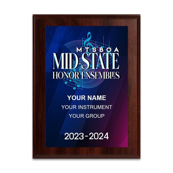 2023-2024 MTSBOA Mid-State Honor Ensembles 6x8 Plaque