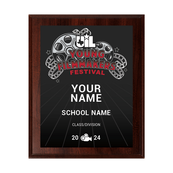 2024 UIL Young Filmmakers Festival 8x10 Plaque