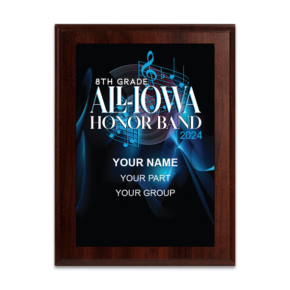 2024 All-Iowa 8th Grade Honor Band 8x10 Plaque