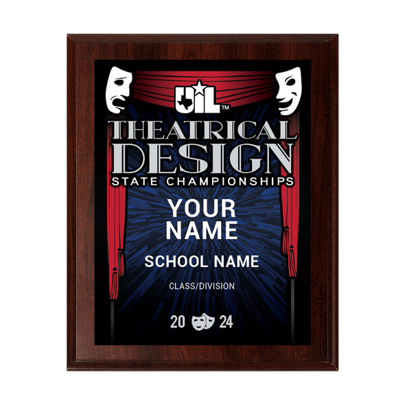 2024 UIL Theatrical Design State Championships 8x10 Plaque