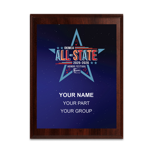 2025-2026 OkMEA All State Honor Festival 8x10 Plaque