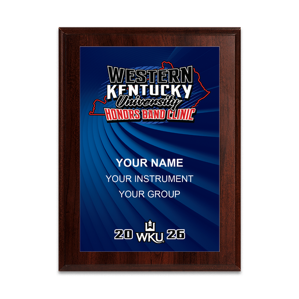 2026 Western Kentucky University Honors Band Clinic 6x8 Plaque
