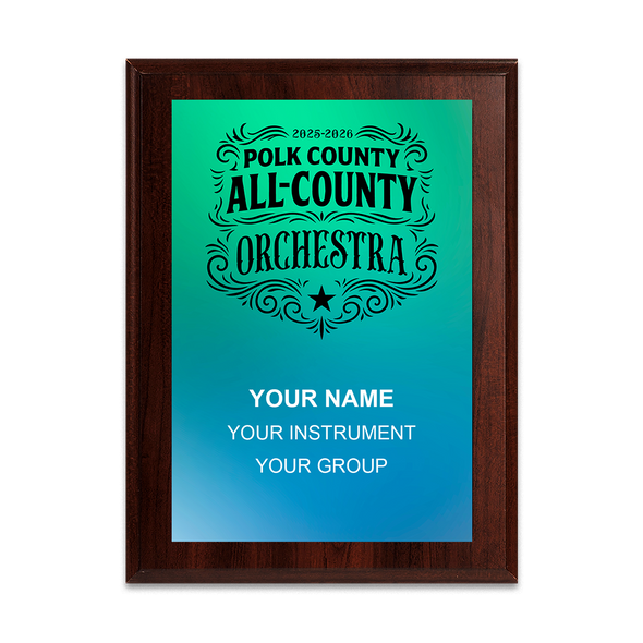 2025-2026 Polk County All-County Orchestra 6x8 Plaque