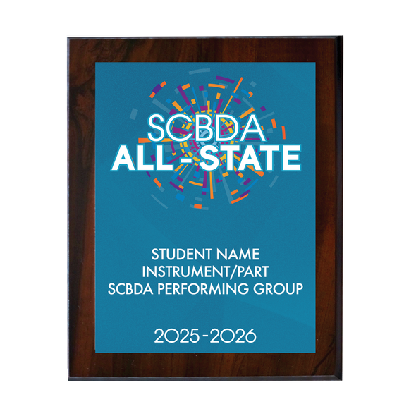 2026 SCBDA All-State 8x10 Plaque