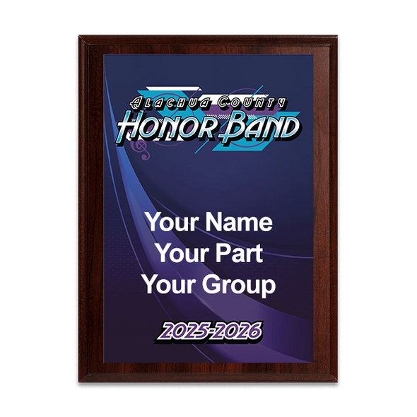 2026 Alachua County Honor Band 6x8 Plaque