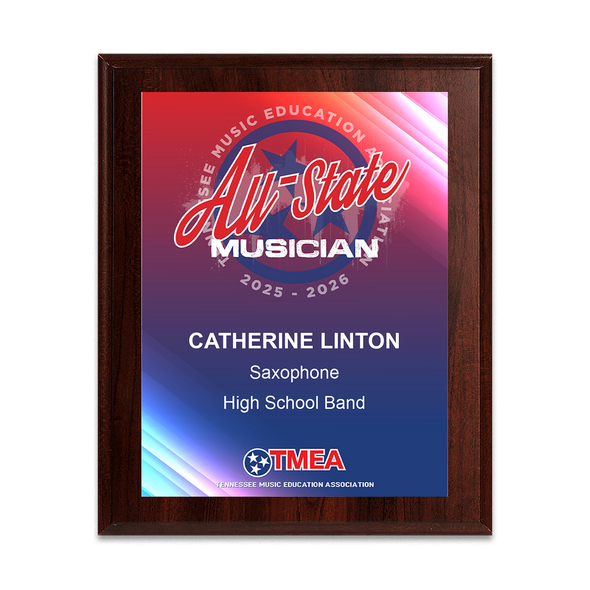 2026 TnMEA All-State Concerts 8x10 Plaque