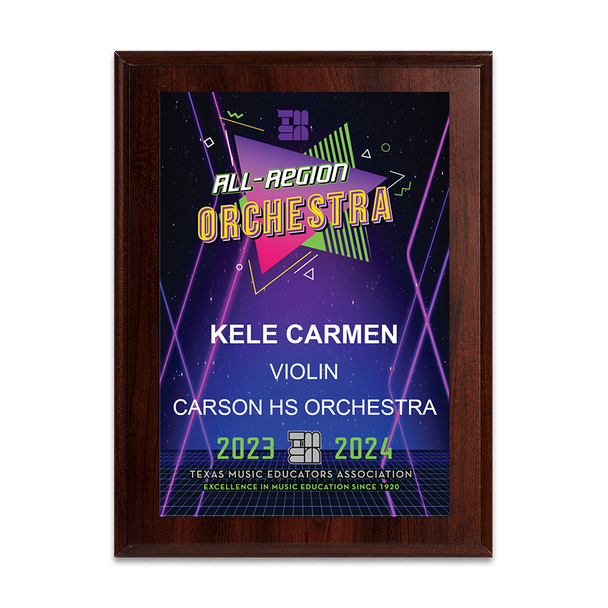 2023-2024 TMEA Region Orchestra 6x8 Plaque