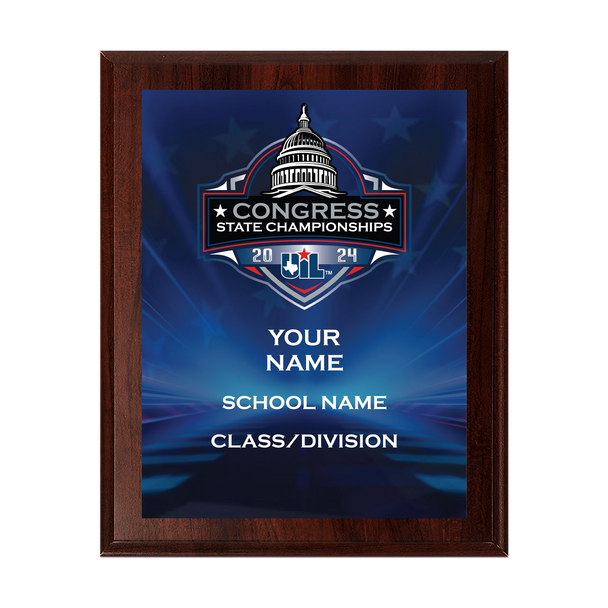 2024 UIL Congress State Championships 8x10 Plaque