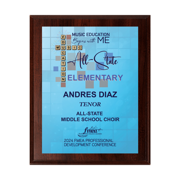 2024 FMEA All-State Elementary 8x10 Plaque