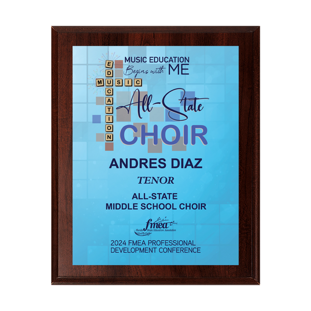 2024 FMEA All-State Chorus 8x10 Plaque