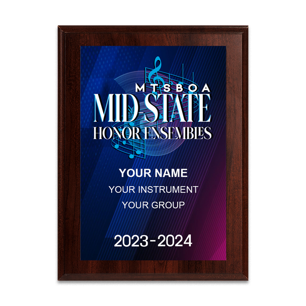 2023-2024 MTSBOA Mid-State Honor Ensembles 6x8 Plaque