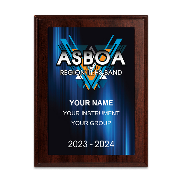 2024 ASBOA Region III HS Band 6x8 Plaque