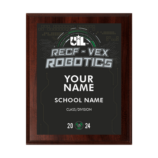 2024 UIL RECF-VEX Robotics 8x10 Plaque