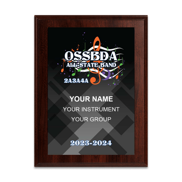 2024-2023 OSSBDA 2A/3A/4A All-State Band 8x10 Plaque 2024-2023 OSSBDA 2A/3A/4A All-State Band 8x10 Plaque