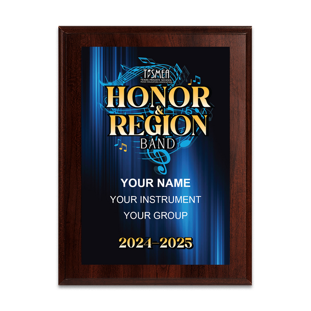 2024-2025 TPSMEA Region & Honor Band 6x8 Plaque
