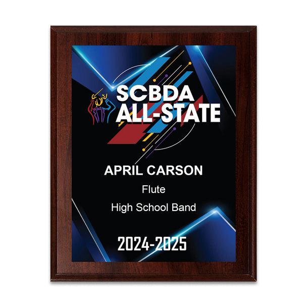 2025 SCBDA All-State 8x10 Plaque