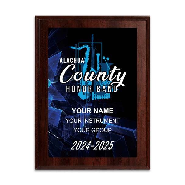 2025  Alachua County Honor Band 6x8 Plaque