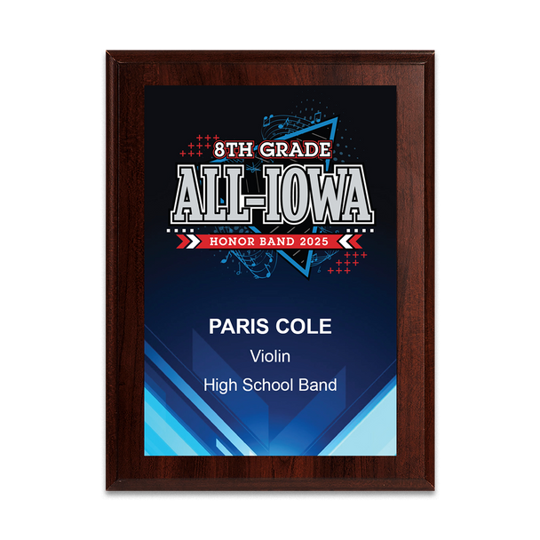 2025 All-Iowa 8th Grade Honor Band 8x10 Plaque