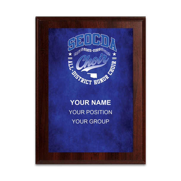 2025 SEOCDA All District Honor Choir 6x8 Plaque
